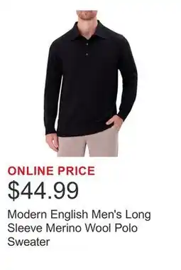 Costco Modern English Men's Long Sleeve Merino Wool Polo Sweater offer