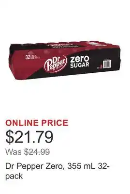 Costco Dr Pepper Zero, 355 mL 32-pack offer