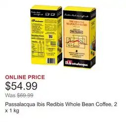 Costco Passalacqua Ibis Redibis Whole Bean Coffee, 2 x 1 kg offer