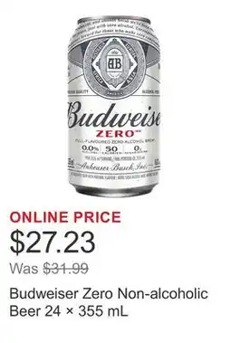 Costco Budweiser Zero Non-alcoholic Beer 24 × 355 mL offer