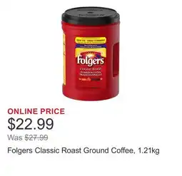 Costco Folgers Classic Roast Ground Coffee, 1.21kg offer