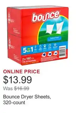 Costco Bounce Dryer Sheets, 320-count offer
