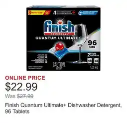 Costco Finish Quantum Ultimate+ Dishwasher Detergent, 96 Tablets offer
