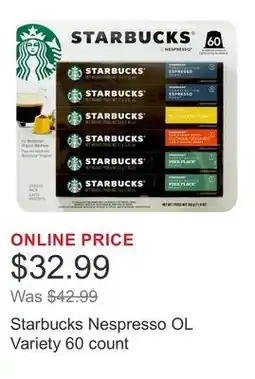 Costco Starbucks Nespresso OL Variety 60 count offer