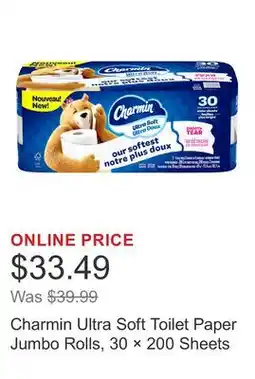 Costco Charmin Ultra Soft Toilet Paper Jumbo Rolls, 30 × 200 Sheets offer