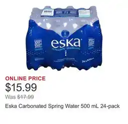Costco Eska Carbonated Spring Water 500 mL 24-pack offer