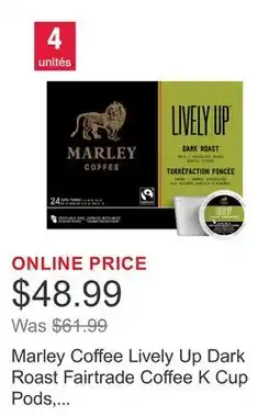 Costco Marley Coffee Lively Up Dark Roast Fairtrade Coffee K Cup Pods, 96-count offer