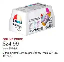 Costco Vitaminwater Zero Sugar Variety Pack, 591 mL 15-pack offer