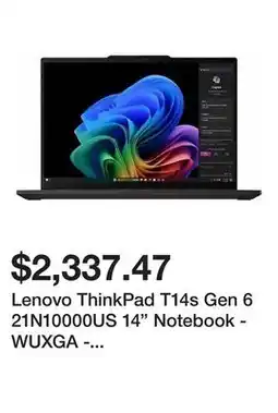 Newegg Lenovo ThinkPad T14s Gen 6 21N10000US 14 Notebook - WUXGA - Qualcomm Snapdragon - OEM offer