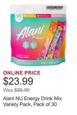 Costco Alani NU Energy Drink Mix Variety Pack, Pack of 30 offer