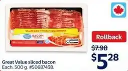 Walmart Great Value sliced bacon offer