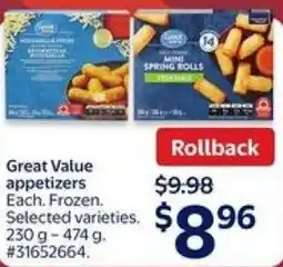 Walmart Great Value appetizers offer