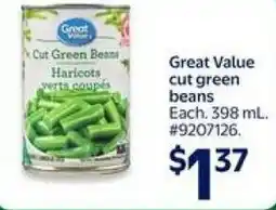 Walmart Great Value cut green beans offer