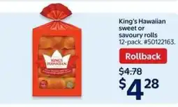 Walmart King's Hawaiian sweet or savoury rolls offer