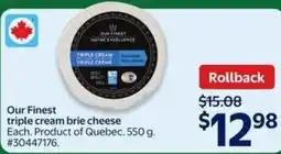 Walmart Our Finest triple cream brie cheese offer