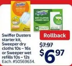 Walmart Swiffer Dusters starter kit, Sweeper dry cloths or Sweeper wet refills offer