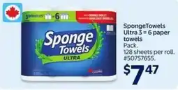 Walmart SpongeTowels Ultra 3=6 paper towels offer