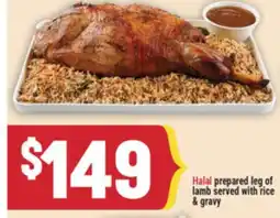 Marché Adonis Halal prepared leg of lamb served with rice & gravy offer