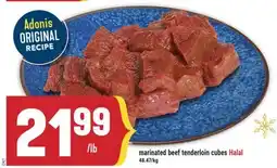 Marché Adonis Marinated beef tenderloin cubes Halal offer