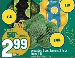 Marché Adonis Avocados 6 un., lemons 2 lb or limes 1 lb offer