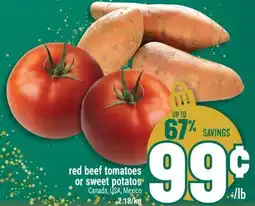 Marché Adonis Red beef tomatoes or sweet potatos offer