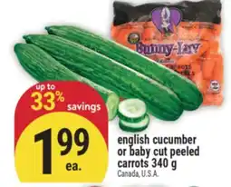 Marché Adonis English cucumber or baby cut peeled carrots offer
