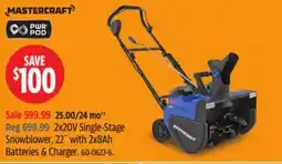 Canadian Tire 2x20V Single-Stage Snowblower, 22 with 2x8Ah Batteries & Charger offer