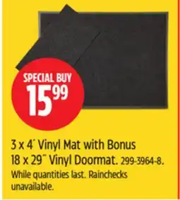 Canadian Tire 3 x 4´ Vinyl Mat with Bonus 18 x 29˝ Vinyl Doormat offer