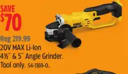 Canadian Tire DEWALT 20V MAX Li-Ion 4½ & 5 Angle Grinder offer