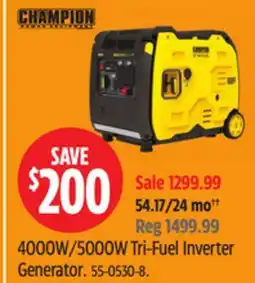 Canadian Tire Champion 4000W/5000W Tri-Fuel Inverter Generator offer