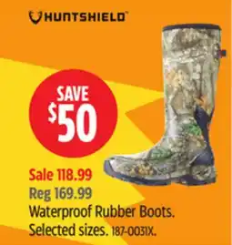 Canadian Tire Huntshield Waterproof Rubber Boots. Selected sizes offer