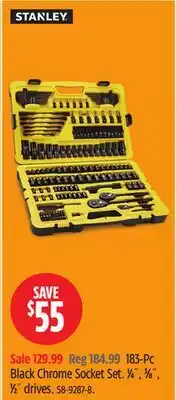 Canadian Tire Stanley Black Chrome Socket Set offer