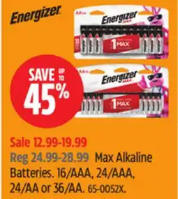 Canadian Tire Energizer Max Alkaline Batteries offer