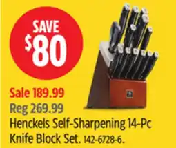 Canadian Tire Henckels Self-Sharpening 14-Pc Knife Block Set offer