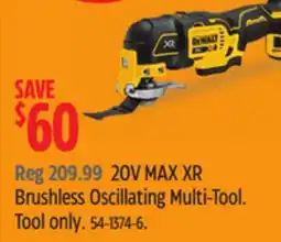 Canadian Tire DEWALT 20V MAX XR Brushless Oscillating Multi-Tool offer