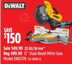 Canadian Tire Dewalt 12˝ Dual-Bevel Mitre Saw offer