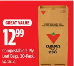 Canadian Tire Compostable 2-Ply Leaf Bags, 20-Pack offer