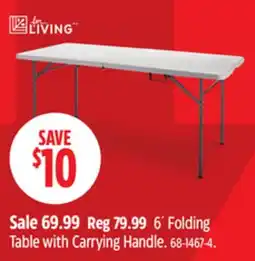 Canadian Tire For Living 6´Folding Table with Carrying Handle offer