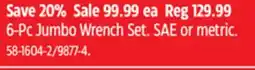 Canadian Tire 6-Pc Jumbo Wrench Set offer