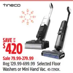 Canadian Tire Tineco Selected Floor Washers or Mini Hand Vac offer