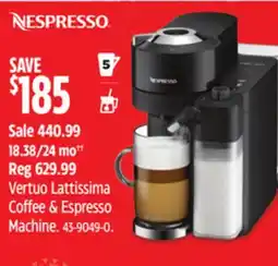 Canadian Tire Nespresso Vertuo Lattissima Coffee & Espresso Machine offer
