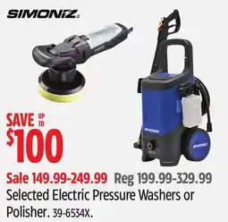 Canadian Tire Simoniz Selected Electric Pressure Washers or Polisher offer