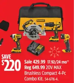 Canadian Tire 20V MAX Brushless Compact 4-Pc Combo Kit offer