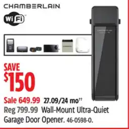 Canadian Tire Chamberlain Wall-Mount Ultra-Quiet Garage Door Opener offer