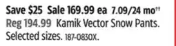 Canadian Tire Kamik Vector Snow Pants offer