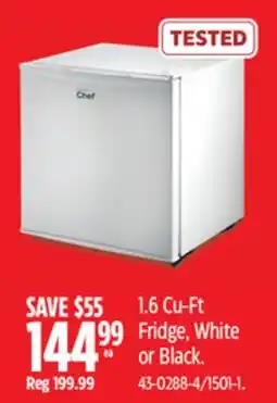Canadian Tire 1.6 Cu-Ft Fridge, White or Black offer