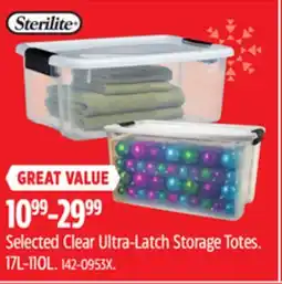 Canadian Tire Sterilite Selected Clear Ultra-Latch Storage Totes offer