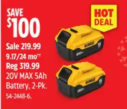 Canadian Tire 20V MAX 5Ah Battery, 2-Pk offer