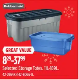 Canadian Tire Rubbermaid Selected Storage Totes offer