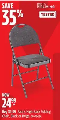 Canadian Tire Fabric High-Back Folding Chair, Black or Beige offer